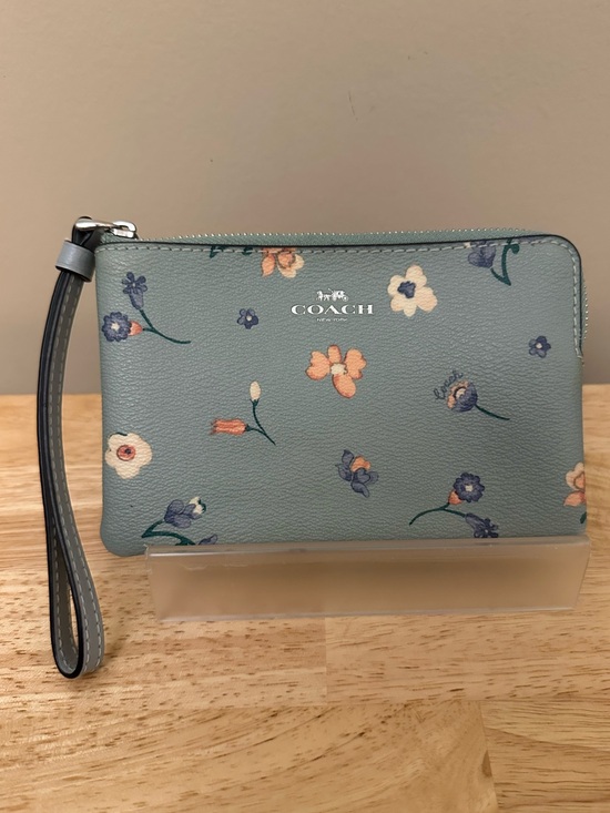 Coach Handbags - Coach Floral Wristlet in Dusty Teal with Multicolor Blooms